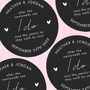 Sticker Rond Mariage noir minimaliste Jetez-moi Confetti Favori
