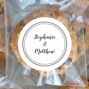 Sticker Rond Mariage noir noir minimaliste Mariée et chambre Fa