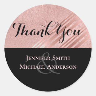 Sticker Rond Mariage noir Rose moderne