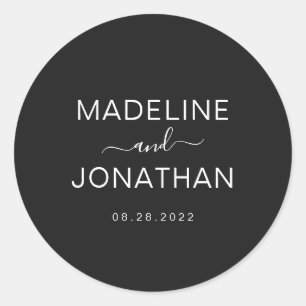 Sticker Rond Mariage noir simple et moderne