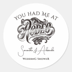 Sticker Rond Mariage Occidental Vintage Rodeo Noir Cérémonie de