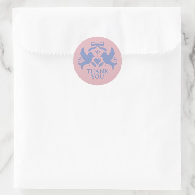 Sticker Rond Mariage oiseaux d'amour (Sac)