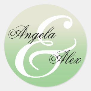 Sticker Rond Mariage ombré vert sauge avec esperluette fantaisi