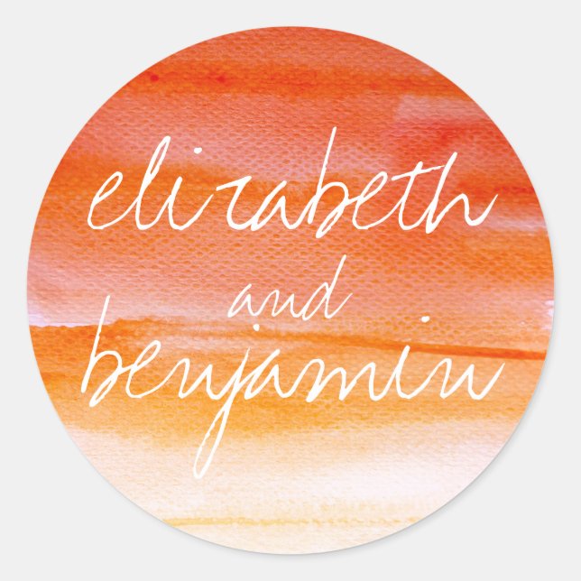 Sticker Rond mariage orange d'aquarelle (Devant)