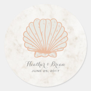 Sticker Rond Mariage Orange Rustique Seashell