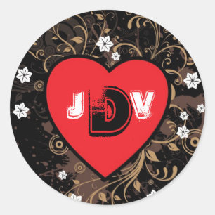 Sticker Rond Mariage orienté vintage de musique de roche et de