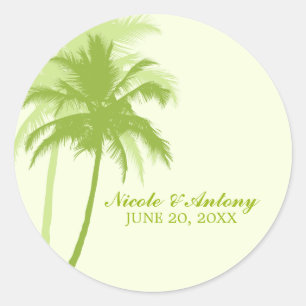 Sticker Rond Mariage Palm Trees