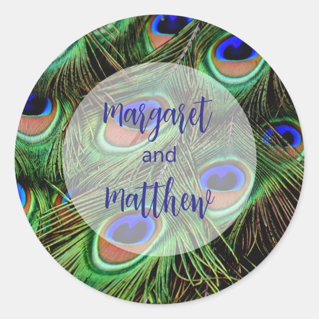 Sticker Rond Mariage Paon  (Devant)