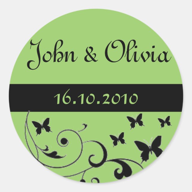 Sticker Rond mariage papillon finale verte (Devant)