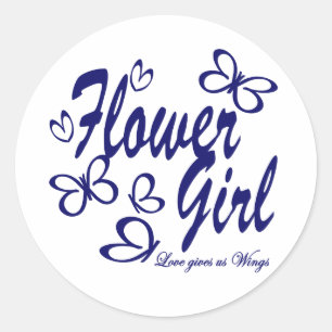 Sticker Rond Mariage papillon / Fleur fille