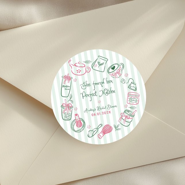 Sticker Rond Mariage Parfait Matcha Rose et Vert Enterrement de (Créateur téléchargé)
