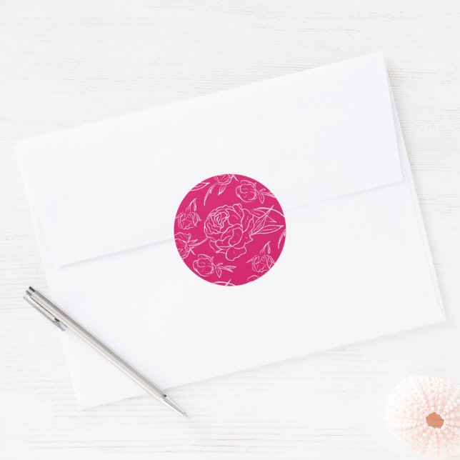 Sticker Rond Mariage Peony Elegance (Enveloppe)