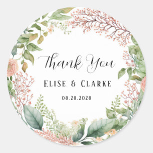 Sticker Rond Mariage Peony en terre cuite claire