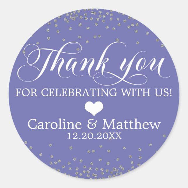 Sticker Rond Mariage Peri Sprinkle Sparkle MERCI d'argent (Devant)