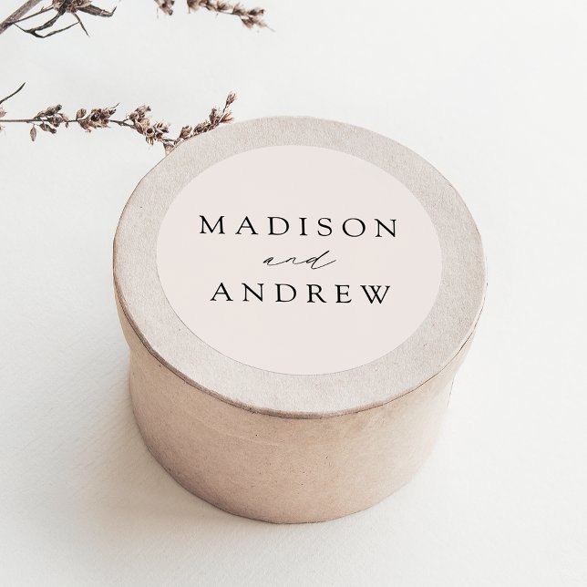 Sticker Rond Mariage personnalisé à la crème élégante (Créateur téléchargé)