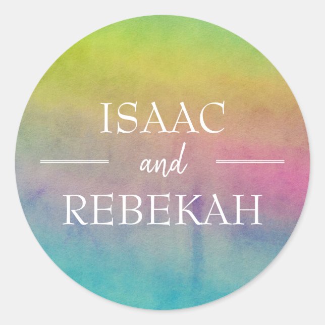 Sticker Rond Mariage personnalisé aquarelle (Devant)