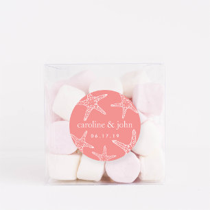 Sticker Rond Mariage personnalisé corail et poisson-Starfish bl