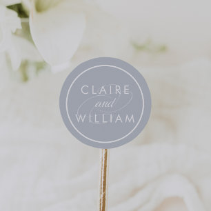 Sticker Rond Mariage personnalisé Dove Grey et White