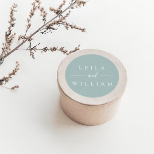 Sticker Rond Mariage personnalisé Dusty Sage