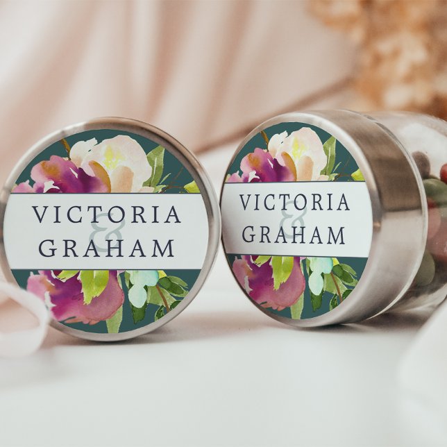 Sticker Rond Mariage personnalisé en fleur vive (Créateur téléchargé)