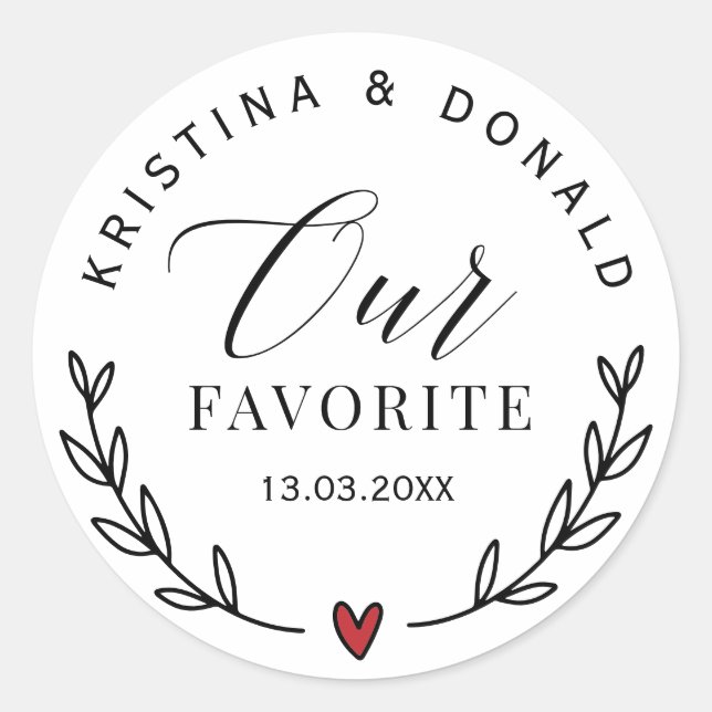 Sticker Rond Mariage Personnalisé Favoriser Notre Classique Fav (Devant)