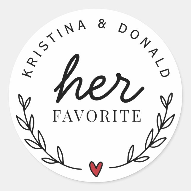 Sticker Rond Mariage Personnalisé Favoriser Son Favori (Devant)