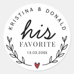 Sticker Rond Mariage Personnalisé Favoriser Son Favori