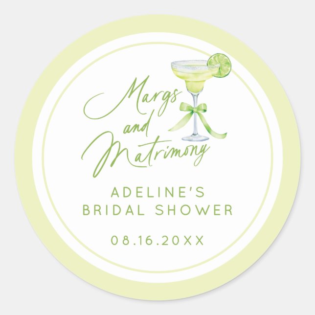 Sticker Rond Mariage personnalisé Margs et Matrimony Shower (Devant)