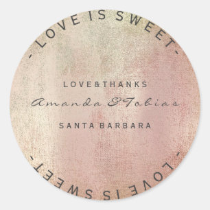 Sticker Rond Mariage personnalisé Merci Paint Rose Gold Pastel 