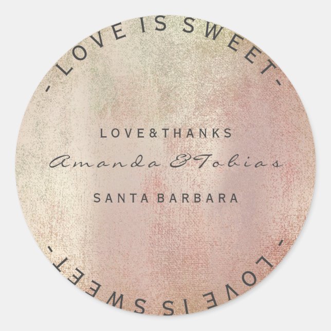 Sticker Rond Mariage personnalisé Merci Paint Rose Gold Pastel  (Devant)