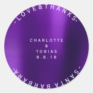 Sticker Rond Mariage personnalisé Merci Plum pourpre minimal