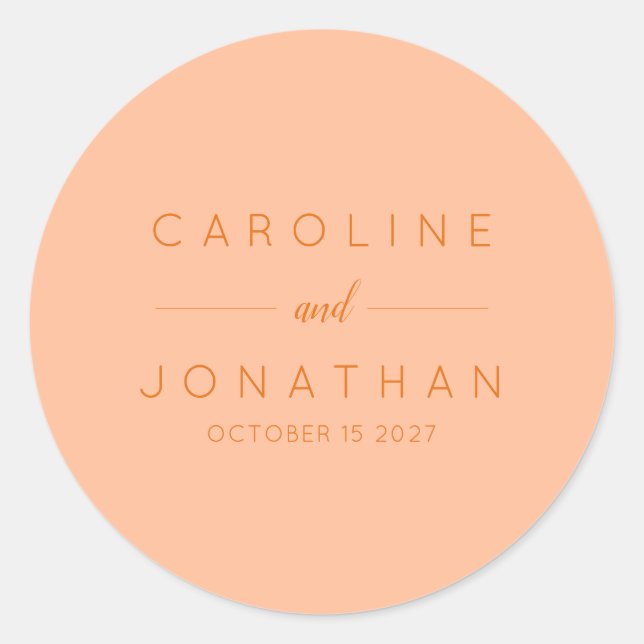 Sticker Rond Mariage personnalisé minimaliste moderne (Devant)
