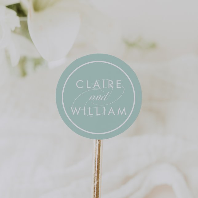 Sticker Rond Mariage personnalisé Mint Green (Créateur téléchargé)