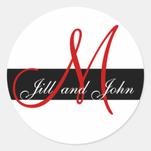 Sticker Rond Mariage personnalisé Monogramme initial et noms ro