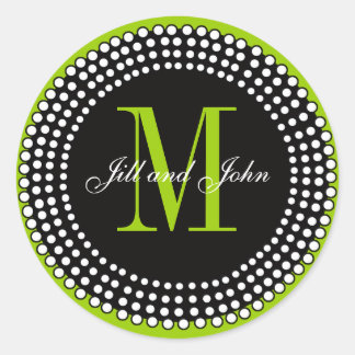 Sticker Rond Mariage personnalisé Monogramme & Noms Apple Étiqu