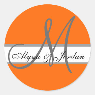 Sticker Rond Mariage Personnalisé Monogramme & Noms Sceau orang