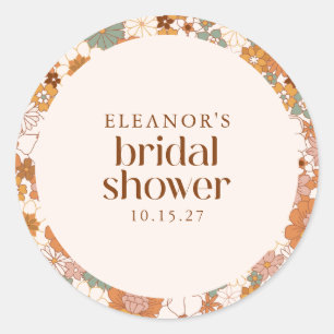 Sticker Rond Mariage personnalisé Rétro Terracotta Bohème Flora