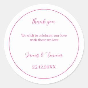 Sticker Rond Mariage personnalisé Rose simple