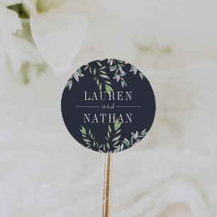 Sticker Rond Mariage personnalisé Sage d'hiver