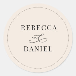 Sticker Rond Mariage personnalisé simple Boho Neutral Blush