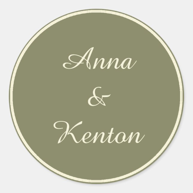 Sticker Rond Mariage personnalisé simple d'or antique (Devant)