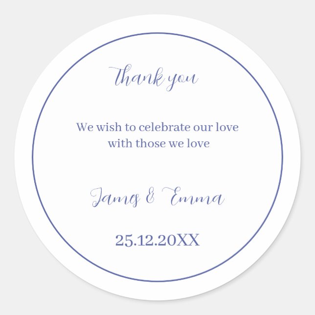 Sticker Rond Mariage personnalisé Simple violet (Devant)