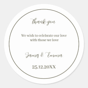 Sticker Rond Mariage personnalisé Vert simple