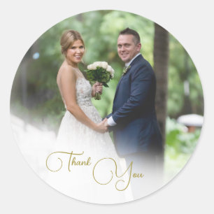 Sticker Rond Mariage Photo Merci simple