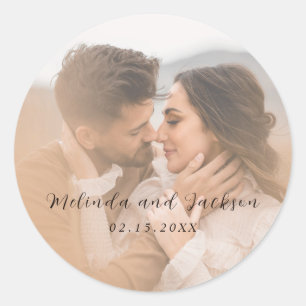 Sticker Rond Mariage Photo Moderne