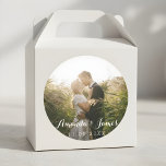 Sticker Rond Mariage Photo Script Whimsical moderne<br><div class="desc">photo mariage avec script blanc moderne.</div>