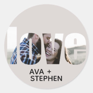 Sticker Rond Mariage photo simple Dusty rose