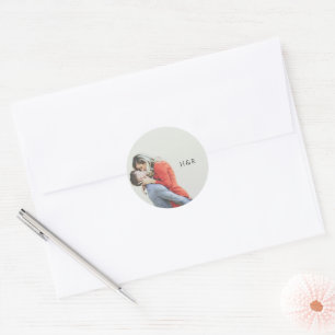 Sticker Rond Mariage photo simple moderne