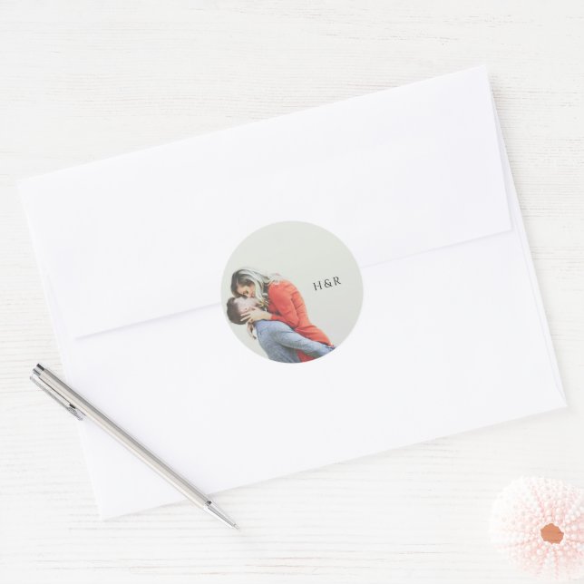 Sticker Rond Mariage photo simple moderne (Enveloppe)