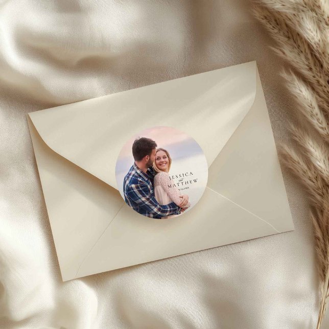 Sticker Rond Mariage Photo Style Moderne  (Créateur téléchargé)